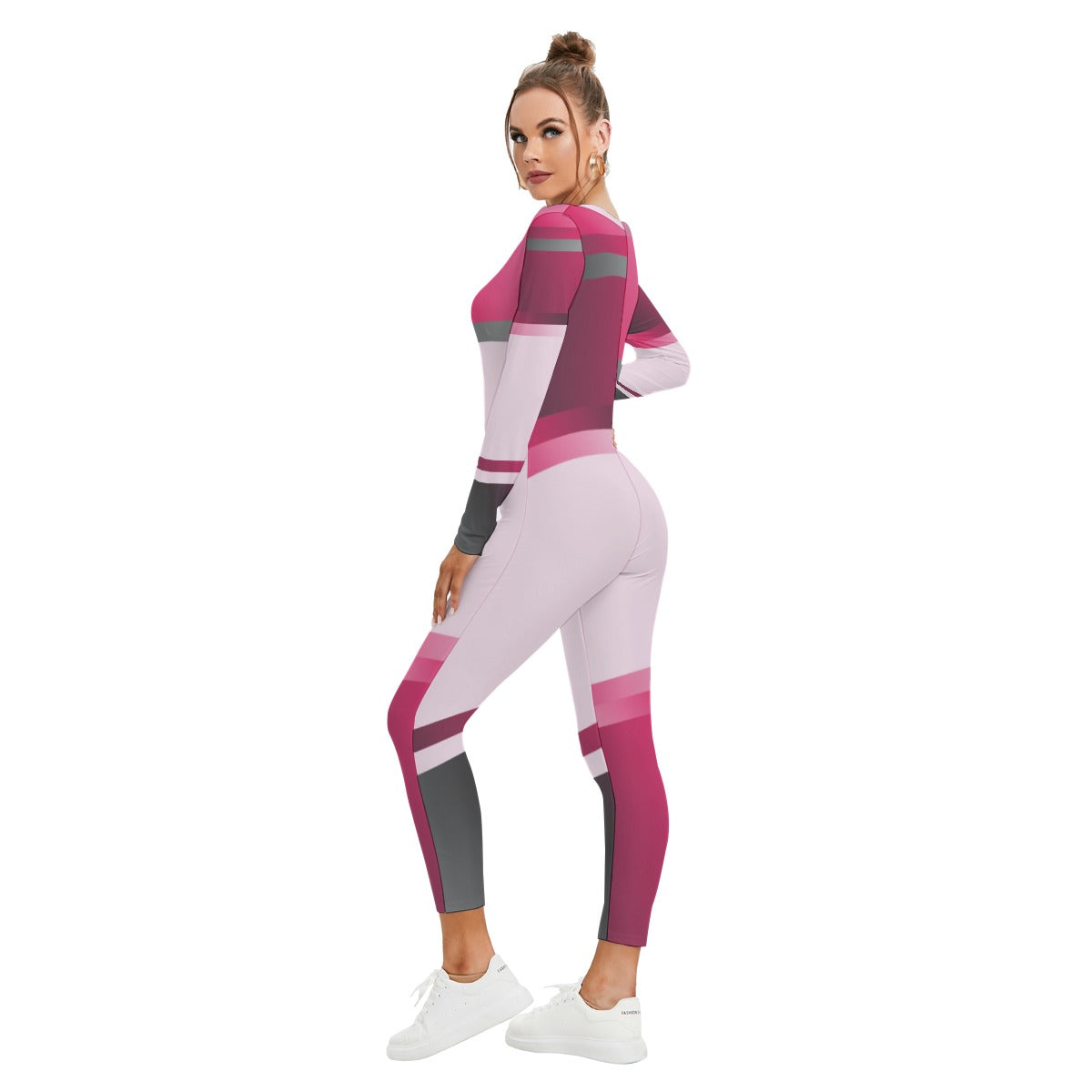 All-Over Print Women's Plunging Neck Jumpsuit