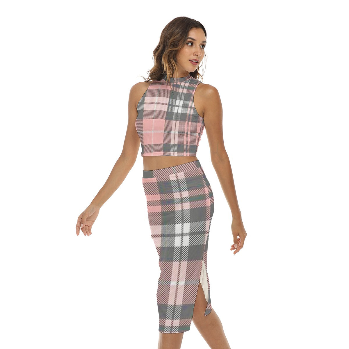 All-Over Print Women's Tank Top & Split High Skirt Set