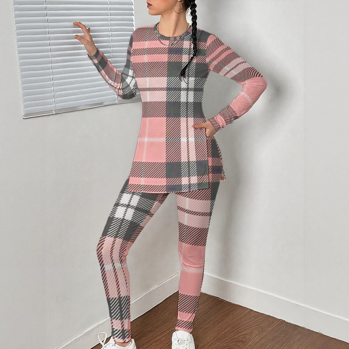 All-Over Print Women's Side Split T-shirt Set