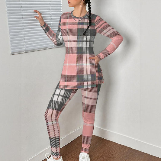 All-Over Print Women's Side Split T-shirt Set