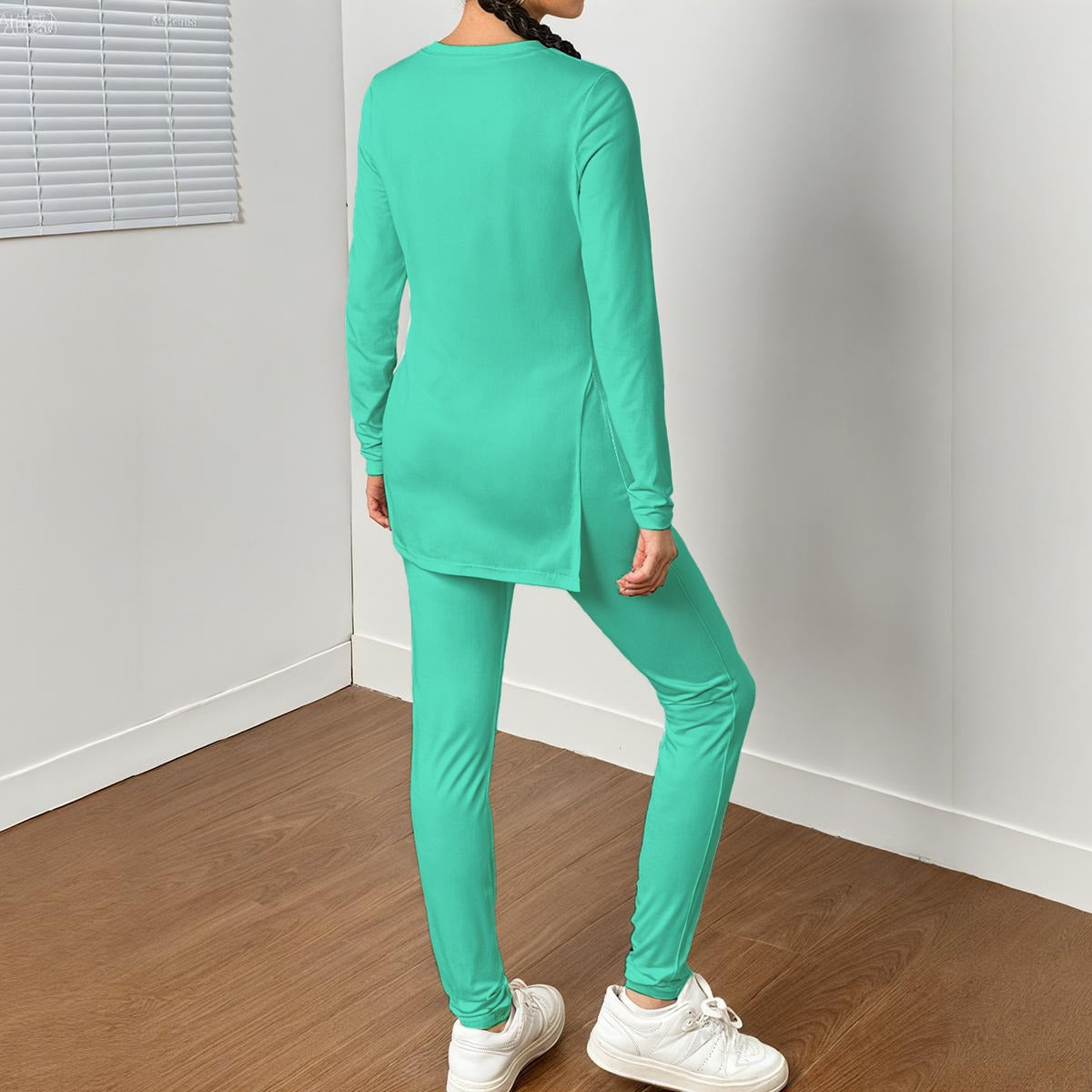 All-Over Print Women's Side Split T-shirt Set