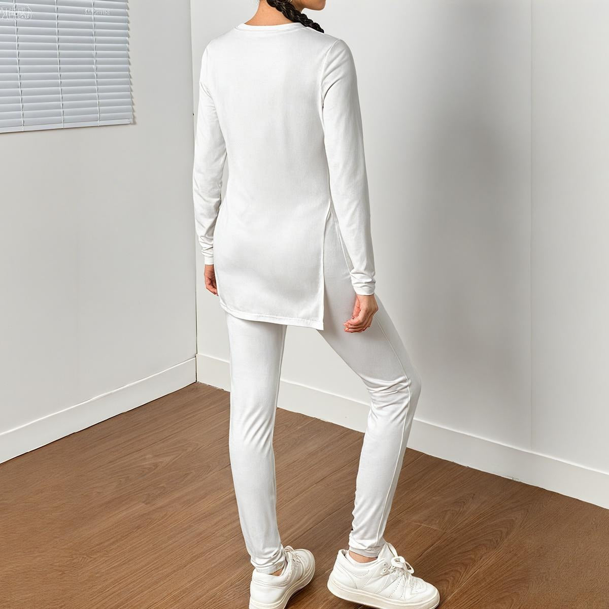 All-Over Print Women's Side Split T-shirt Set