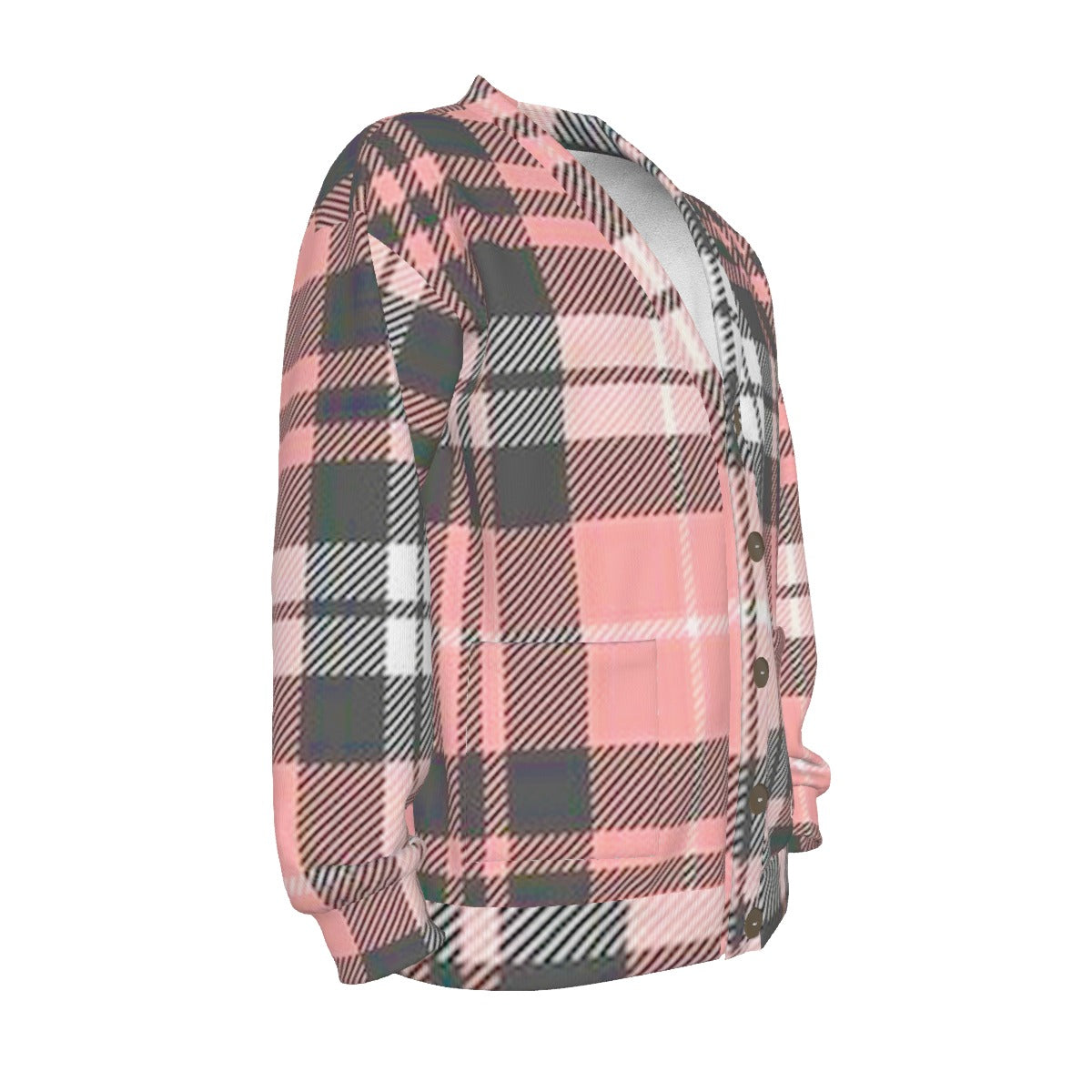 All-Over Print Unisex V-neck Knitted Fleece Cardigan With Button Closure