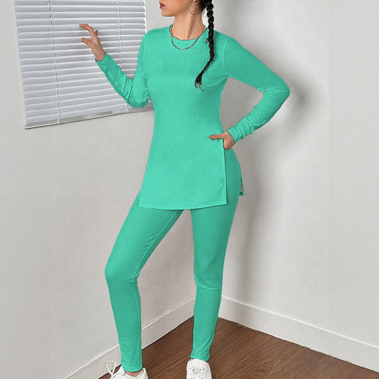 All-Over Print Women's Side Split T-shirt Set