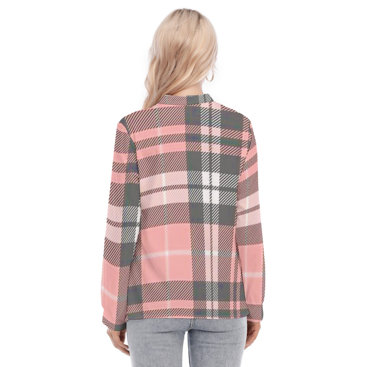 All-Over Print Women's Long Sleeve Blouse With Button Closure