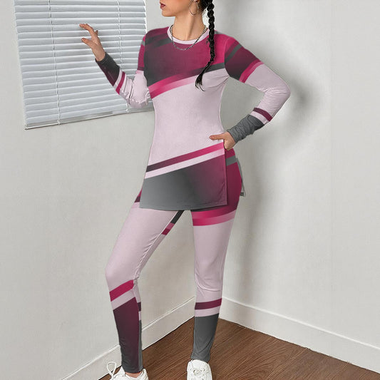 All-Over Print Women's Side Split T-shirt Set