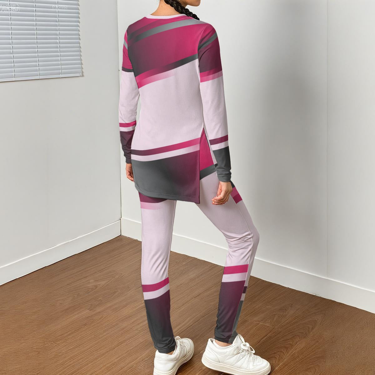 All-Over Print Women's Side Split T-shirt Set