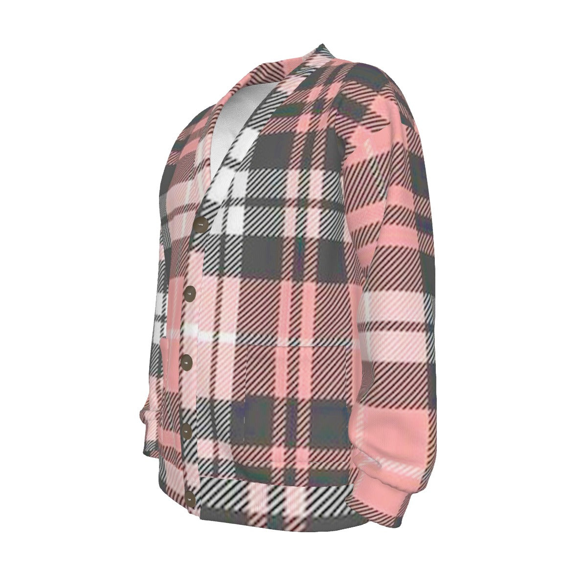 All-Over Print Unisex V-neck Knitted Fleece Cardigan With Button Closure