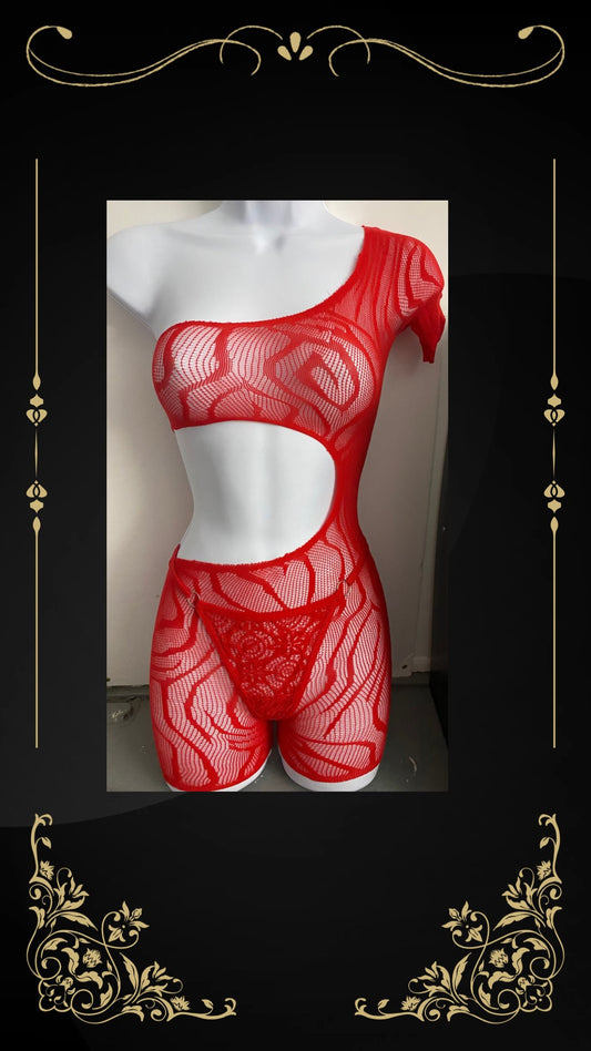 Red Cut Out Short Set